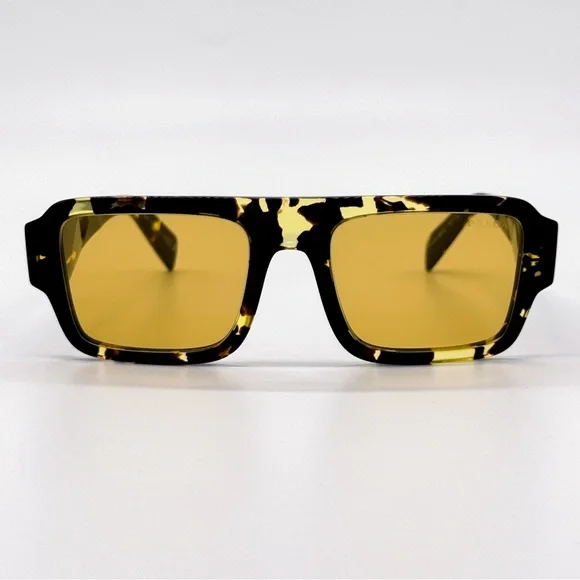 NEW PRADA SPR A05 16O10C SQUARE BROWN YELLOW PRA05S 16O10C UNISEX SUNGLASSES